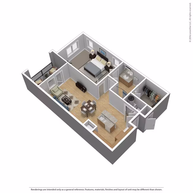 1 Bed 1 Bath 915 SqFt (831 Net) 12112 floor plan